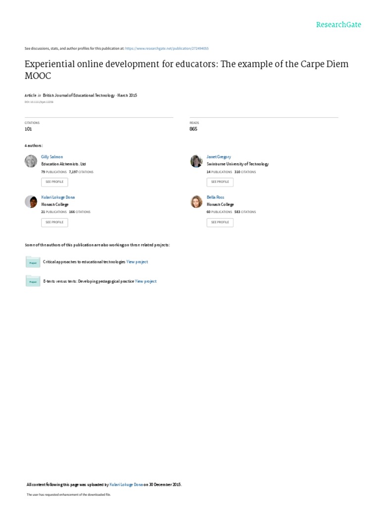Salmon et al 2015 experiential online development for educators