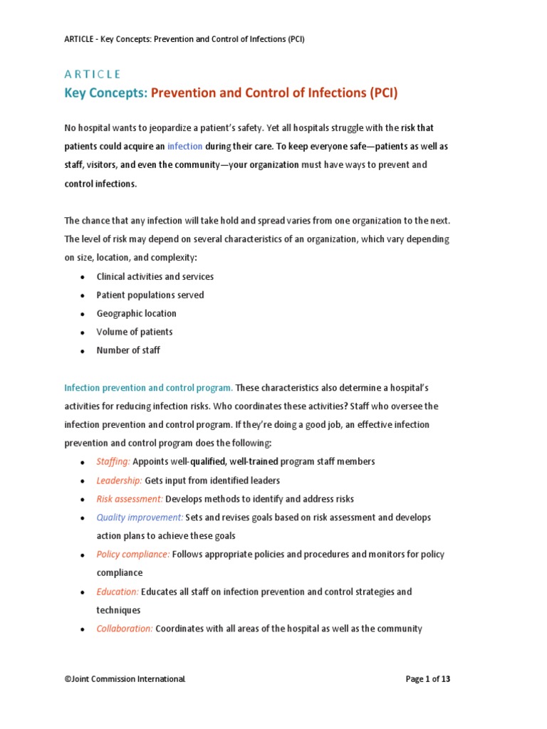 Key Concept PCI | PDF | Joint Commission | Infection