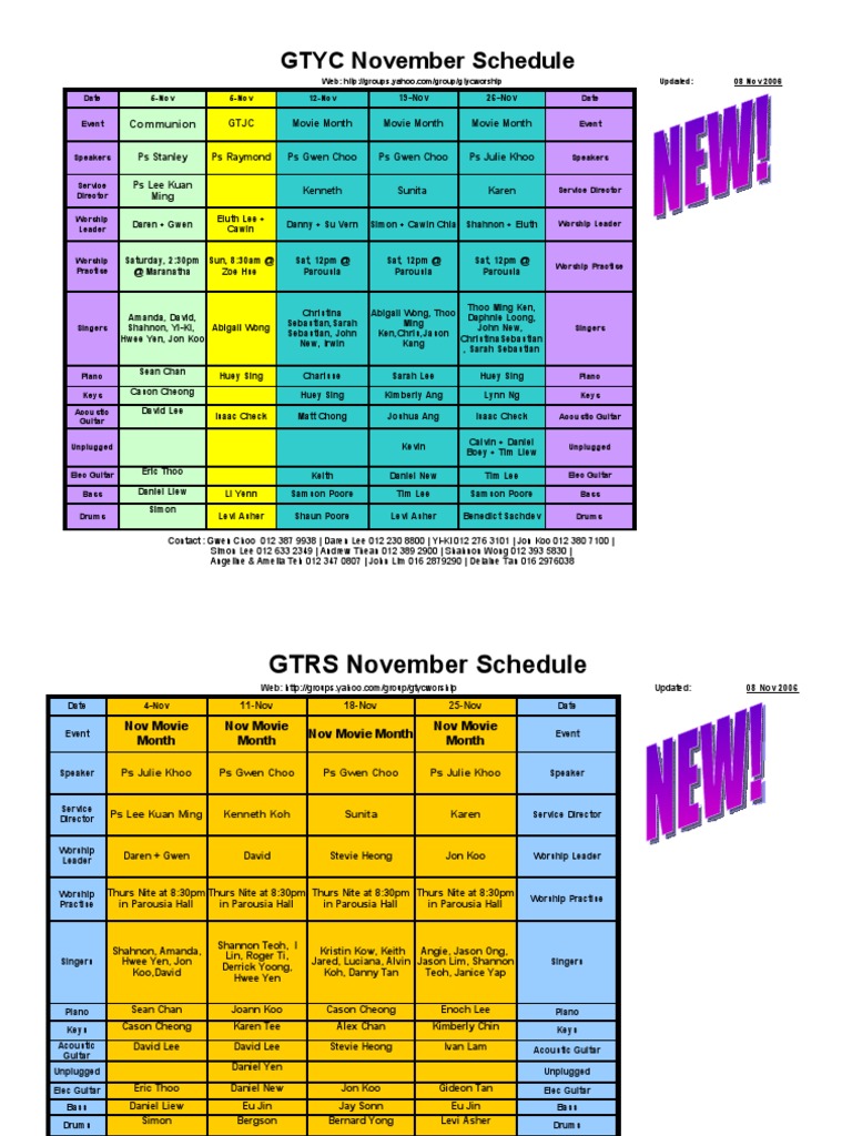 11 November Worship Schedule | PDF