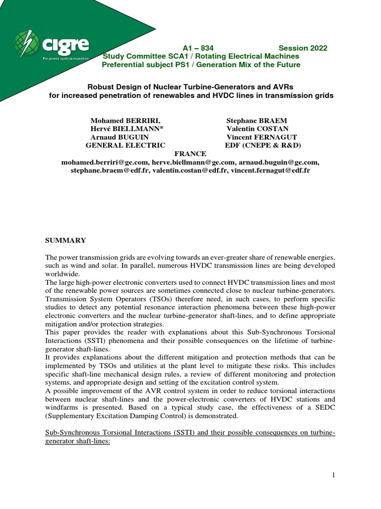 Mitigating SSTI in Nuclear Turbine-Generators | PDF | Electric ...