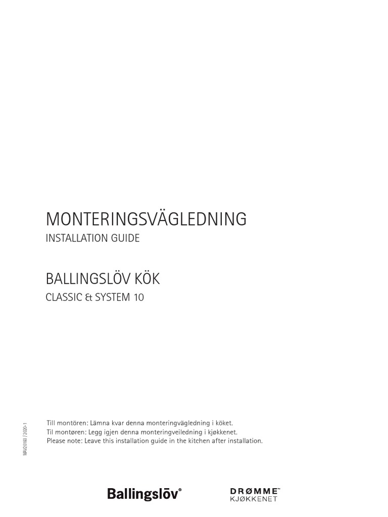 Montering Kök System 10 Classic 2020-1 | PDF