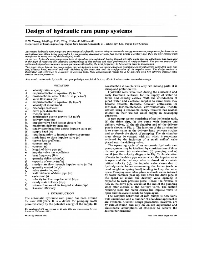 Design of Hydraulic Ram Pump Systems PDF