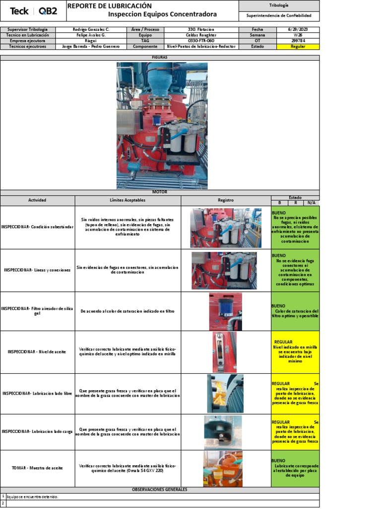 Check List Celda Roughter 060 | PDF | Lubricación | Materiales