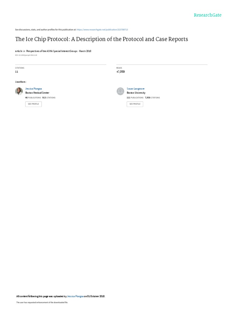 The Ice Chip Protocol A description of the protocol and case reports