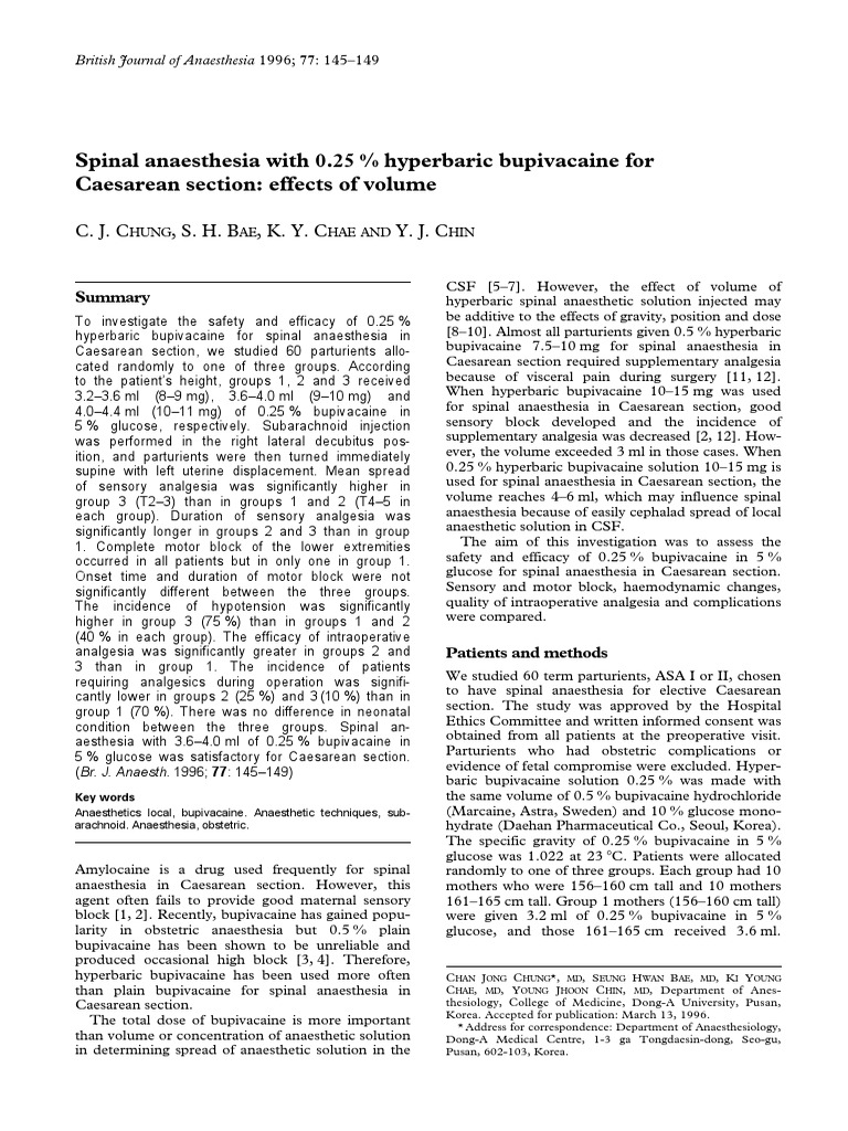 Spinalvolfor LSCS Download Free PDF Anesthesia Blood Pressure