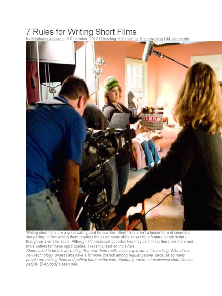 7 Rules For Writing Short Films Pdf