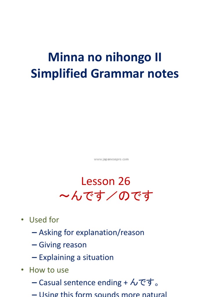 N4 Simplified Grammar Notes Pdf