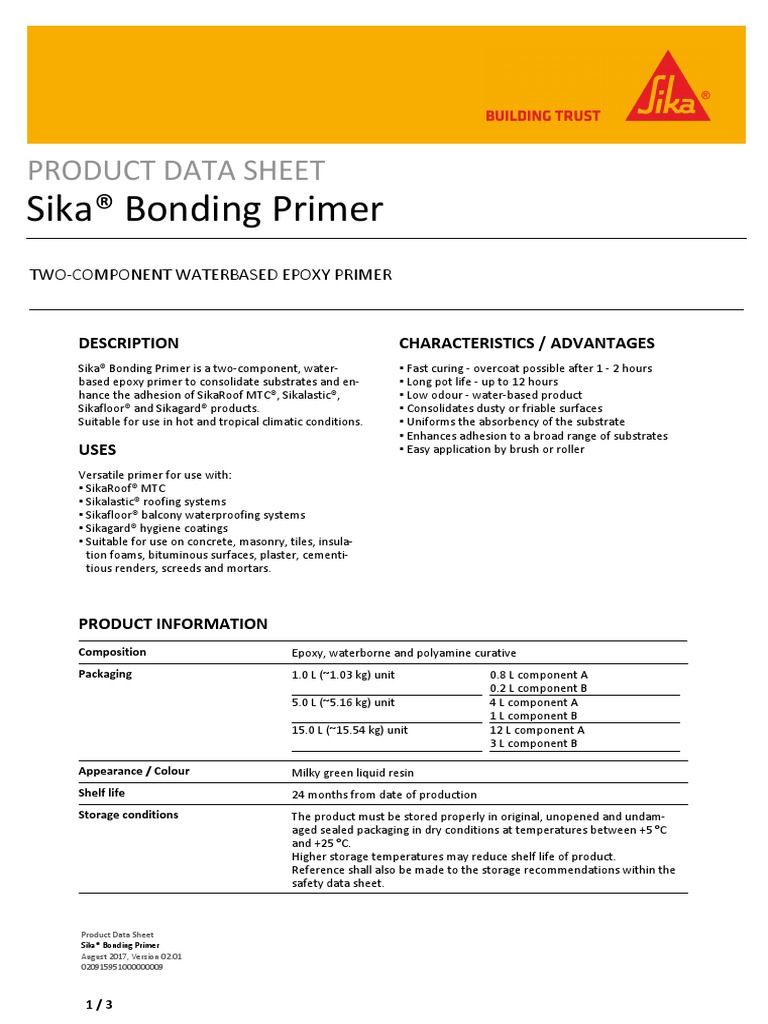 Sika Bonding Primer PDF Epoxy Humidity