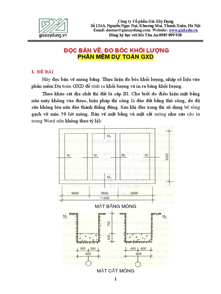 Baitap02 Doc Ban Ve Boc Khoi Luong Mong Bang | PDF