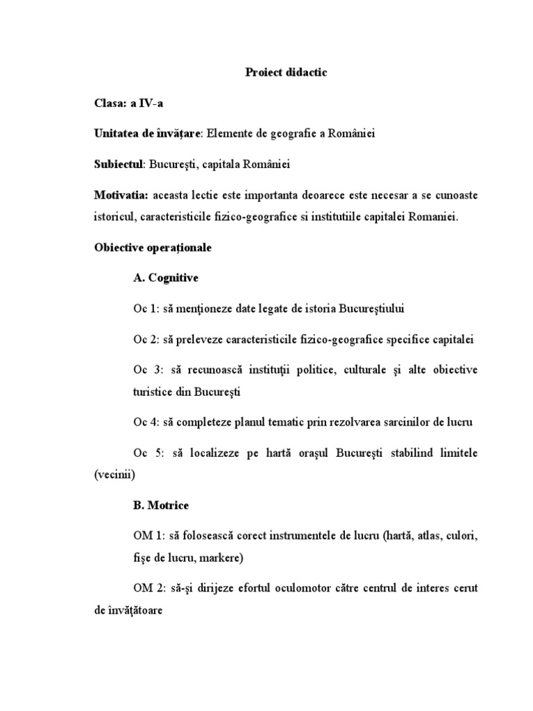 10 Proiect Didactic 1 | PDF
