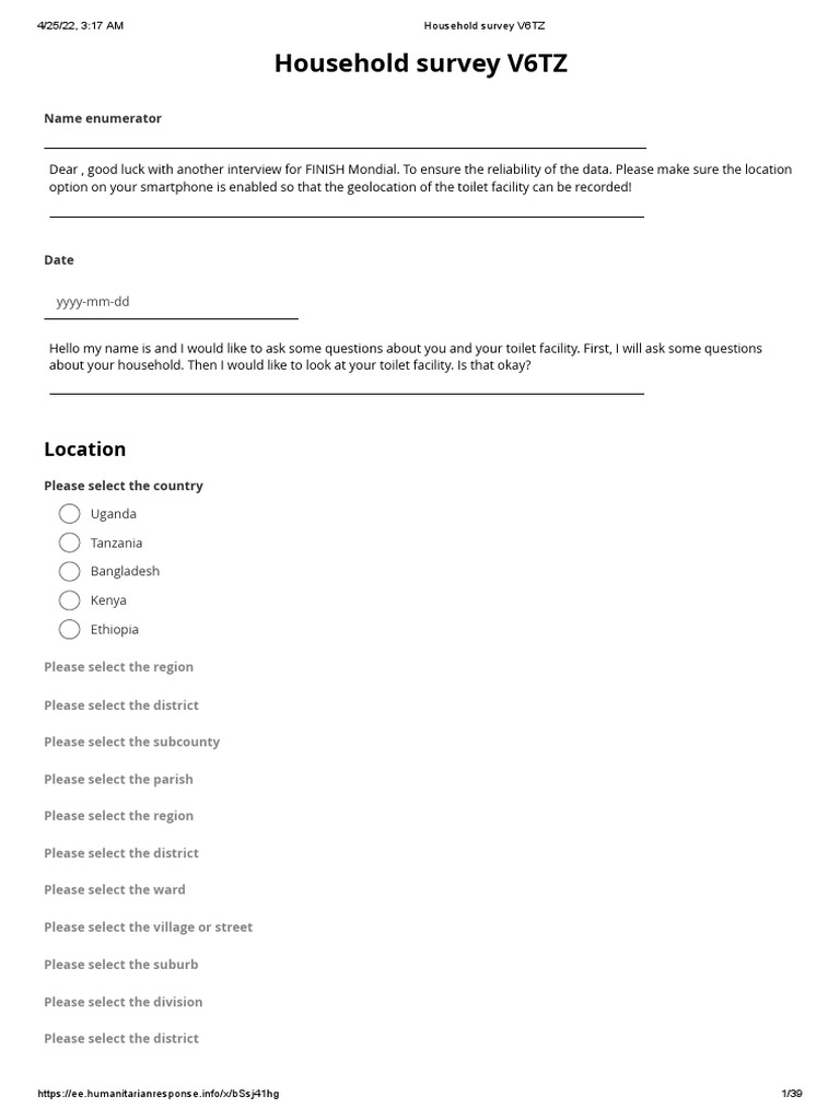 Household survey v6tz pdf toilet sanitation