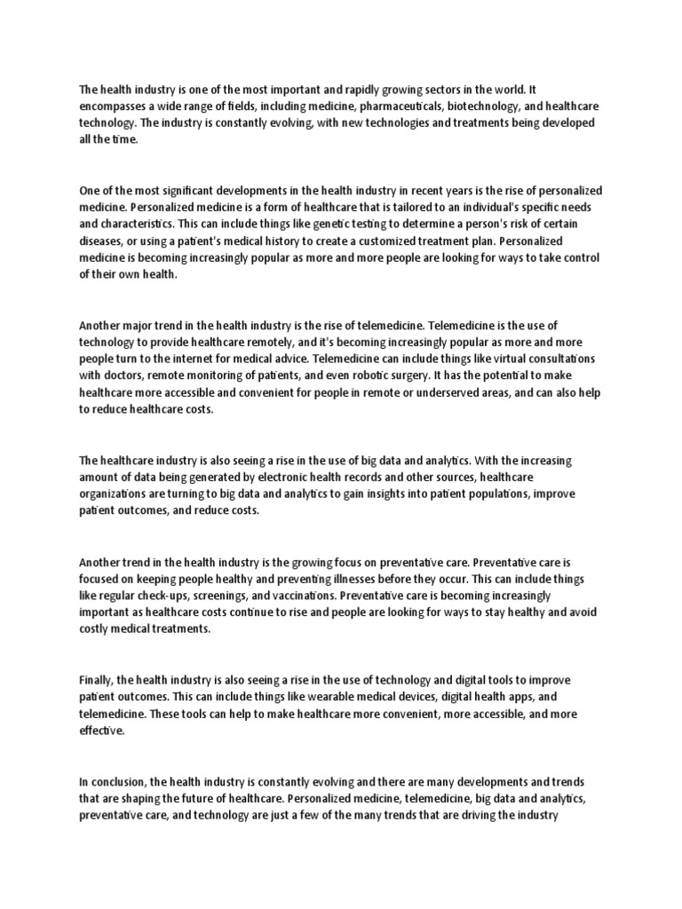 The Health Industry PDF Health Care Preventive Healthcare