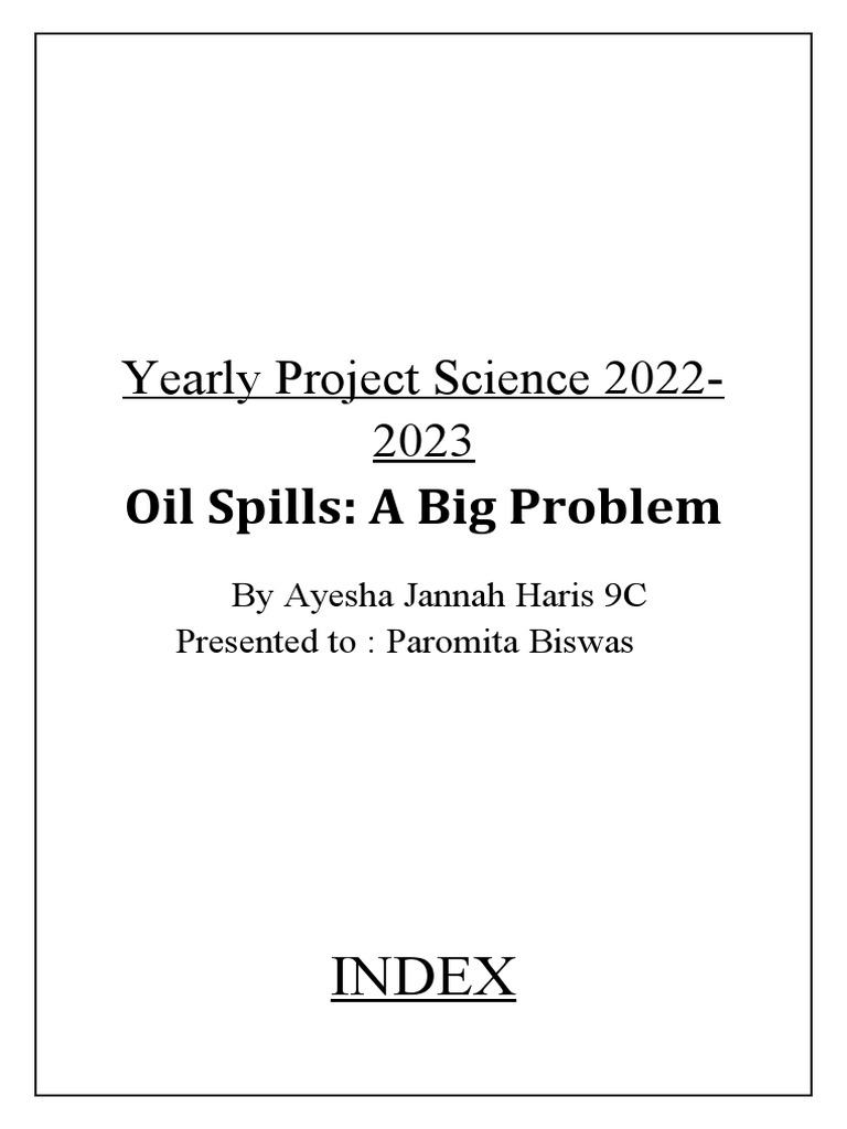 Ayesha's Biology Research Project Oil Spill PDF Oil Spill
