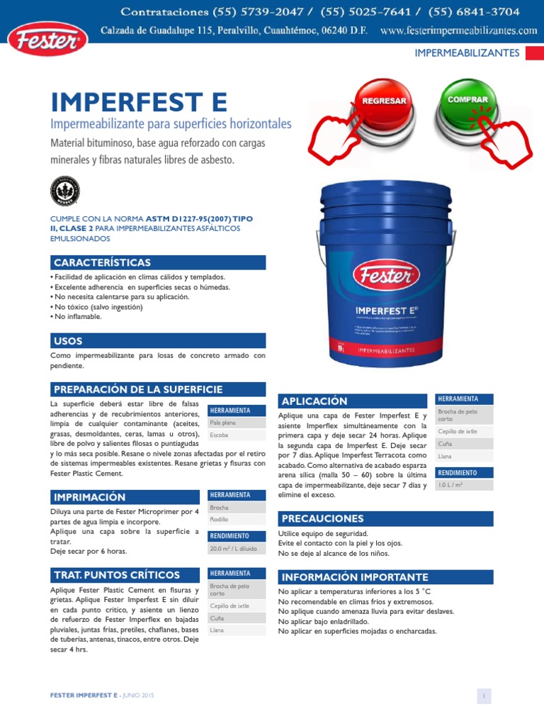 Imperfest E: Impermeabilizante Fester | PDF | Hormigón | Materiales