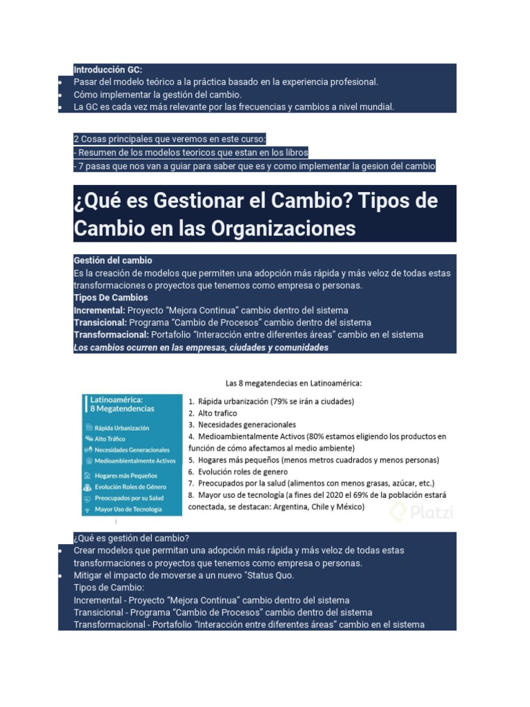 Claves para Gestionar el Cambio Efectivamente | PDF | Gestión de ...
