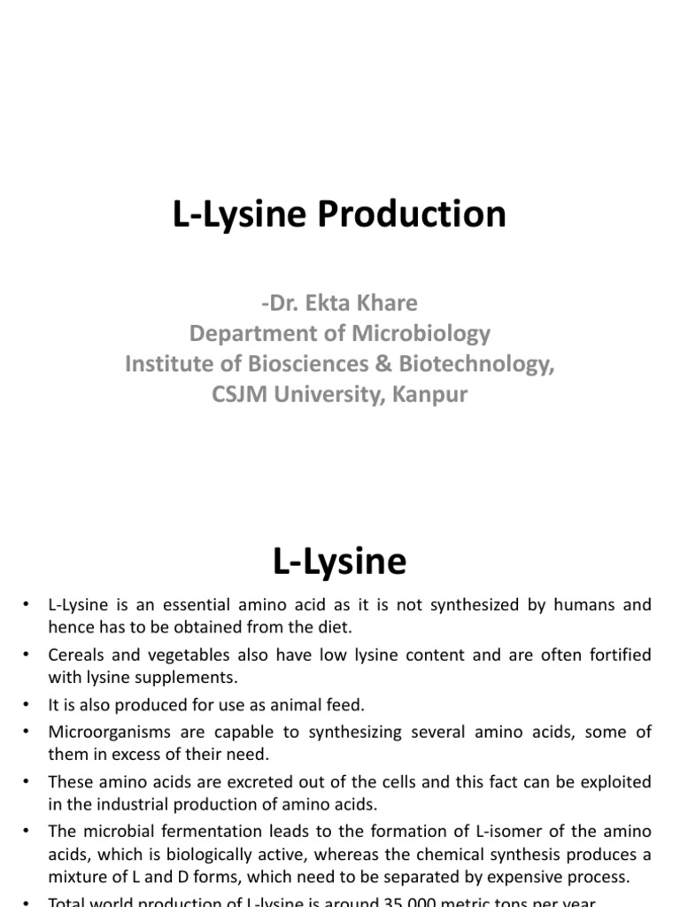 L Lysine Production 1 Pdf Lysine Biotechnology