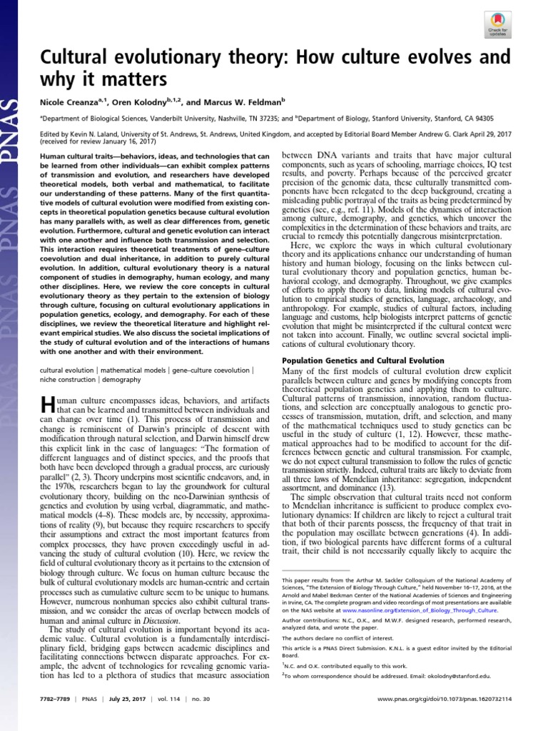 Cultural Evolutionary Theory Explained | PDF | Evolution | Genetics