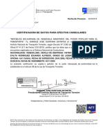 Certificación de Datos para Efectos Consulares: Nro. Trámite: Fecha de Proceso: Oficina de Emisión: N°