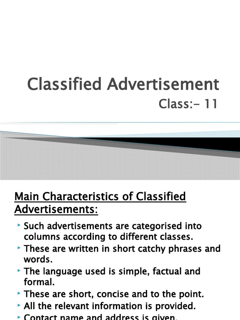 Classified Advertisement | PDF | Advertising | Communication