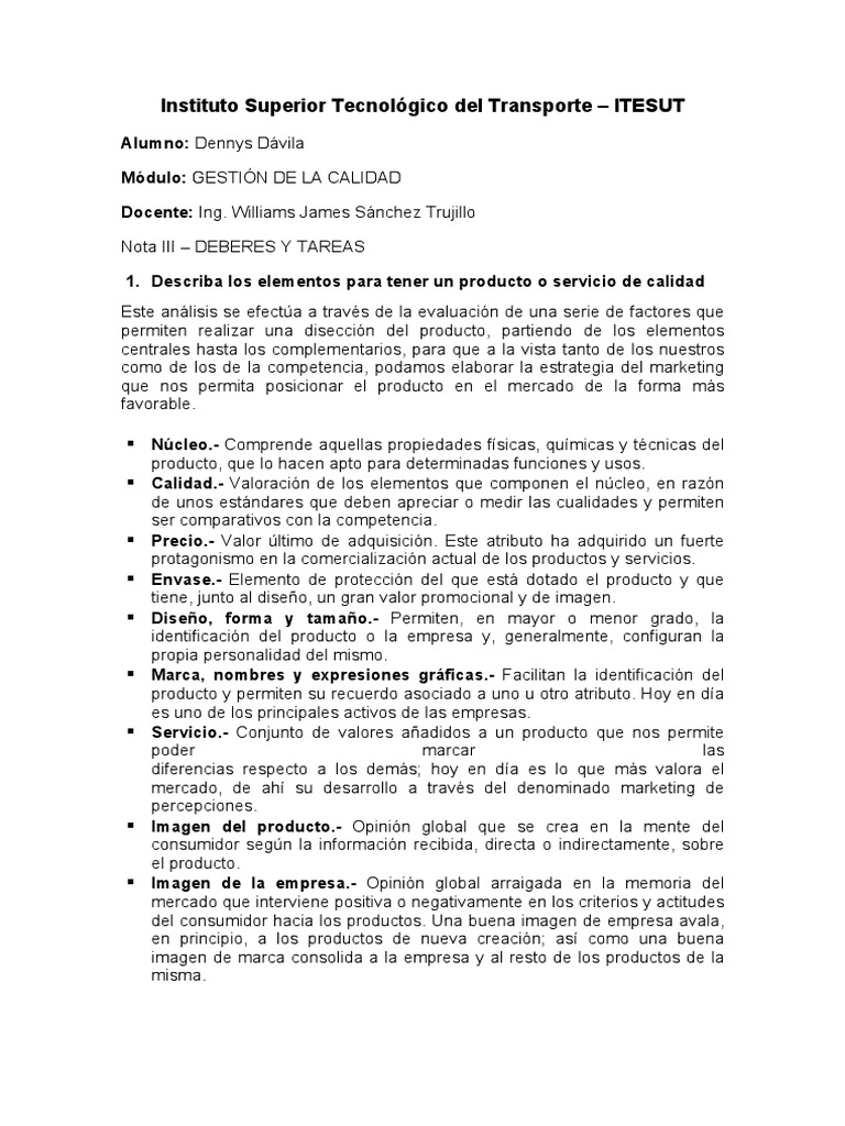 Descripci n De Los Elementos Para Tener Un Producto Y Un Ejemplo De 