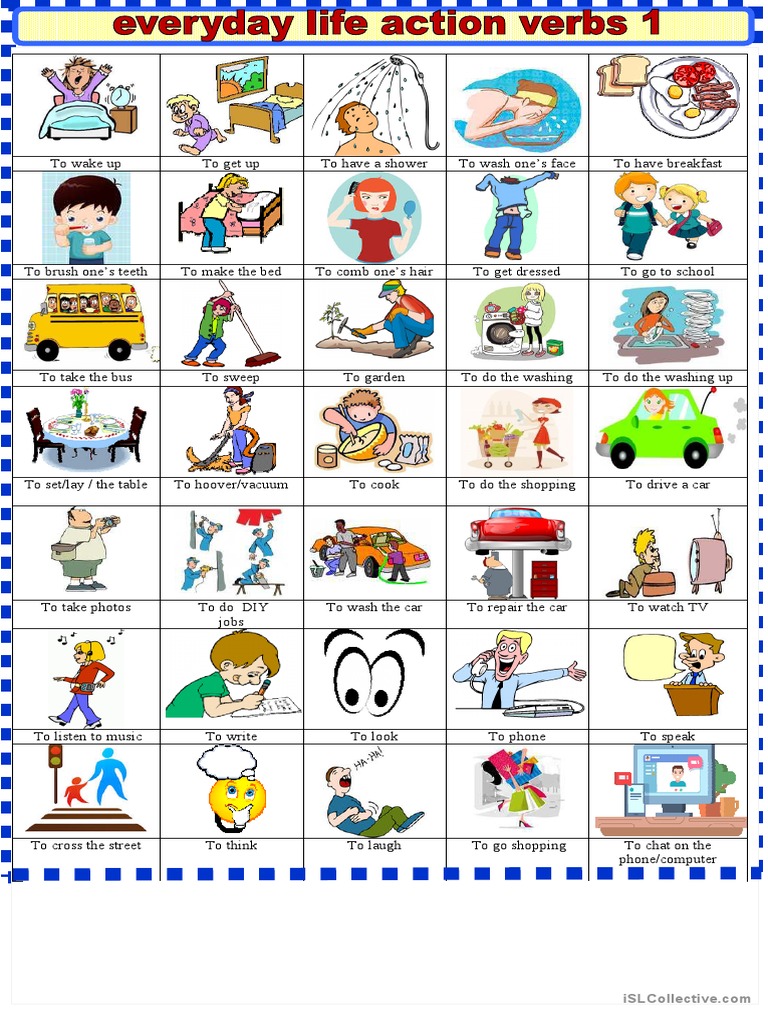 Everyday Life Action Verbs 1 | PDF
