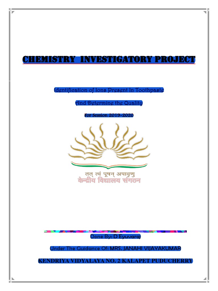 Chemistry Investigatory Project XII On Toothpaste Analysis | PDF ...