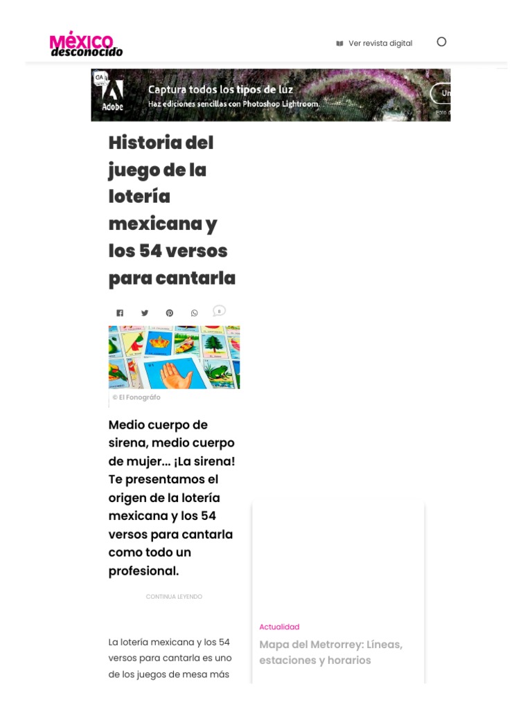 Historia del juego de la lotería mexicana y los 54 versos para cantarla México Desconocido