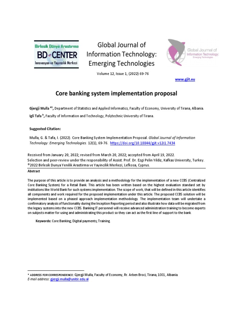 Core Banking System Implementation Propo Pdf Project Management