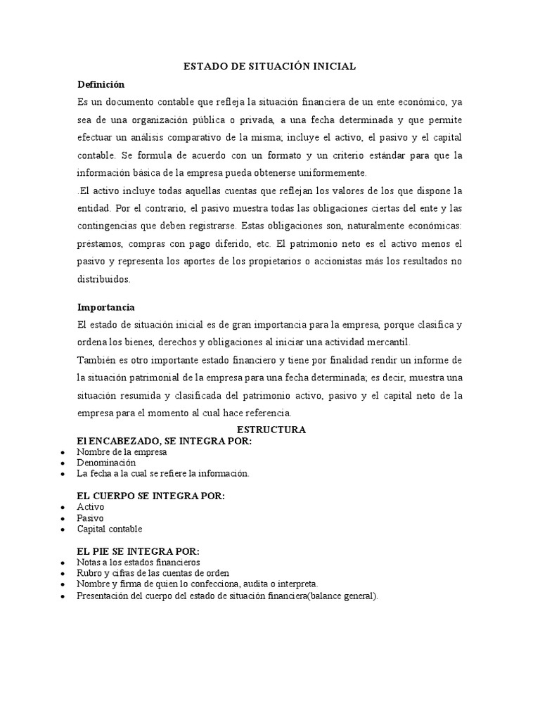 Estado de Situación Inicial | PDF