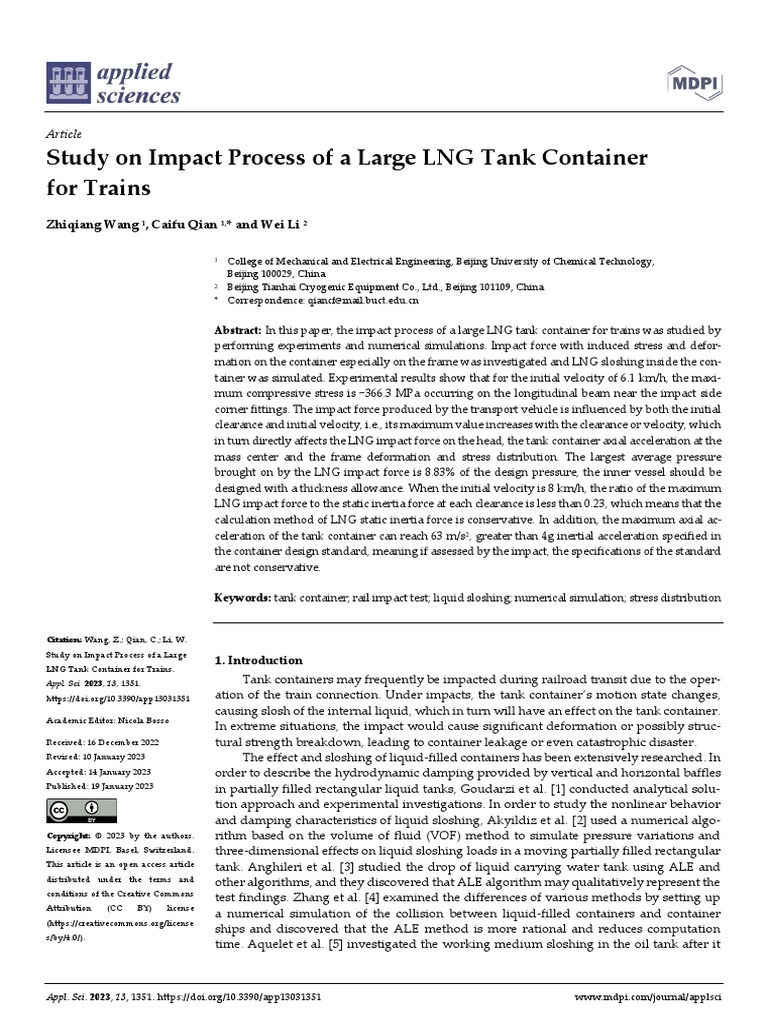 Study On Impact Process of A Large LNG Tank Contai | PDF | Stress ...