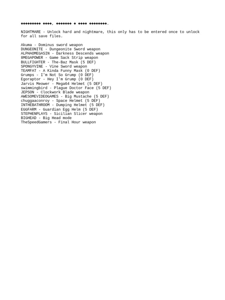 Bloodstained Cheat Codes and Weapons | PDF