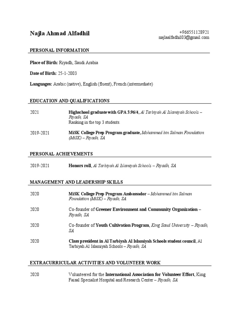 Bc727727 Fe80 42c1 Bfe0 4fd9a39a36ba - Najla Alfadhil CV | PDF | Riyadh ...