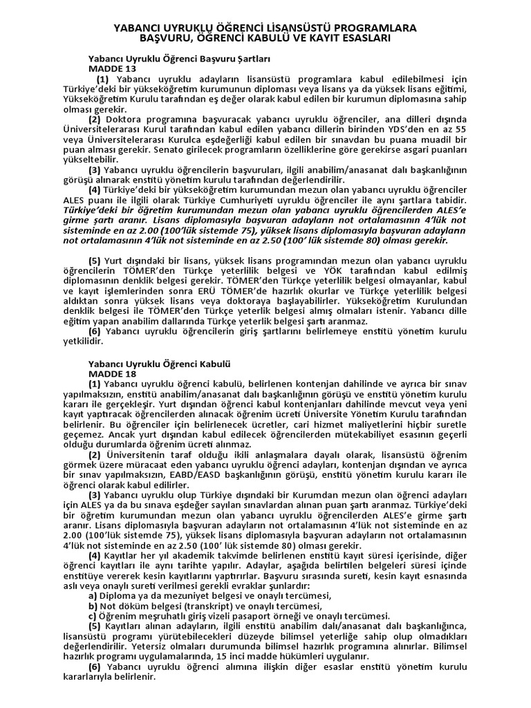 Yabanci uyruklu basvuru sartlari pdf