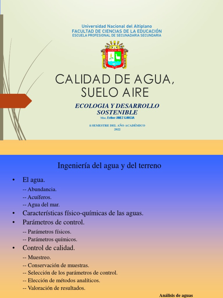 Parámetros Químicos y Agua en el Suelo | PDF | Agua | Agua subterránea