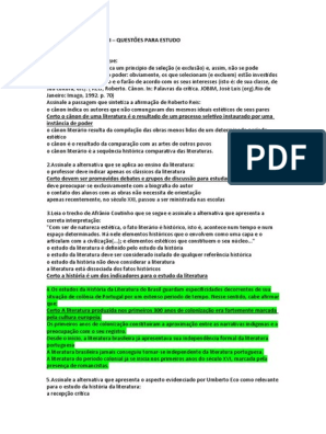 Questão Texto 6Dentre os trechos poéticos abaixo, assinale aquele que  representa a ideia central do texto de Antonio