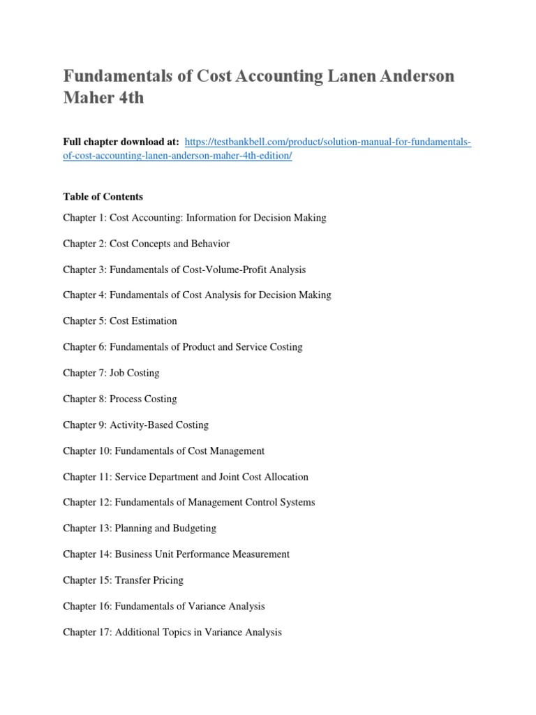 Solution manual for fundamentals of cost accounting lanen anderson