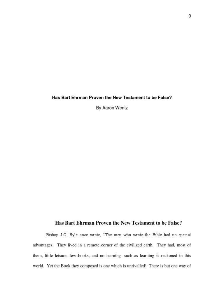 Has bart ehrman proven the new testament to be false pdf jesus