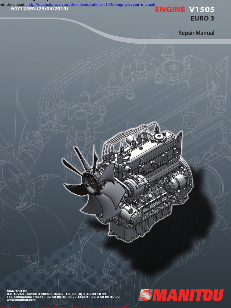 Kubota V1505 Engine Repair Manual | PDF | Horsepower | Pump