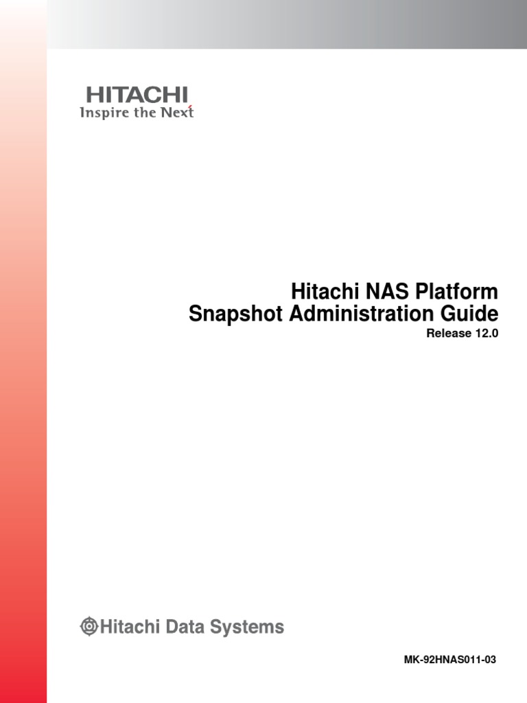Hitachi Nas Platform Snapshot Administration Guide PDF Backup