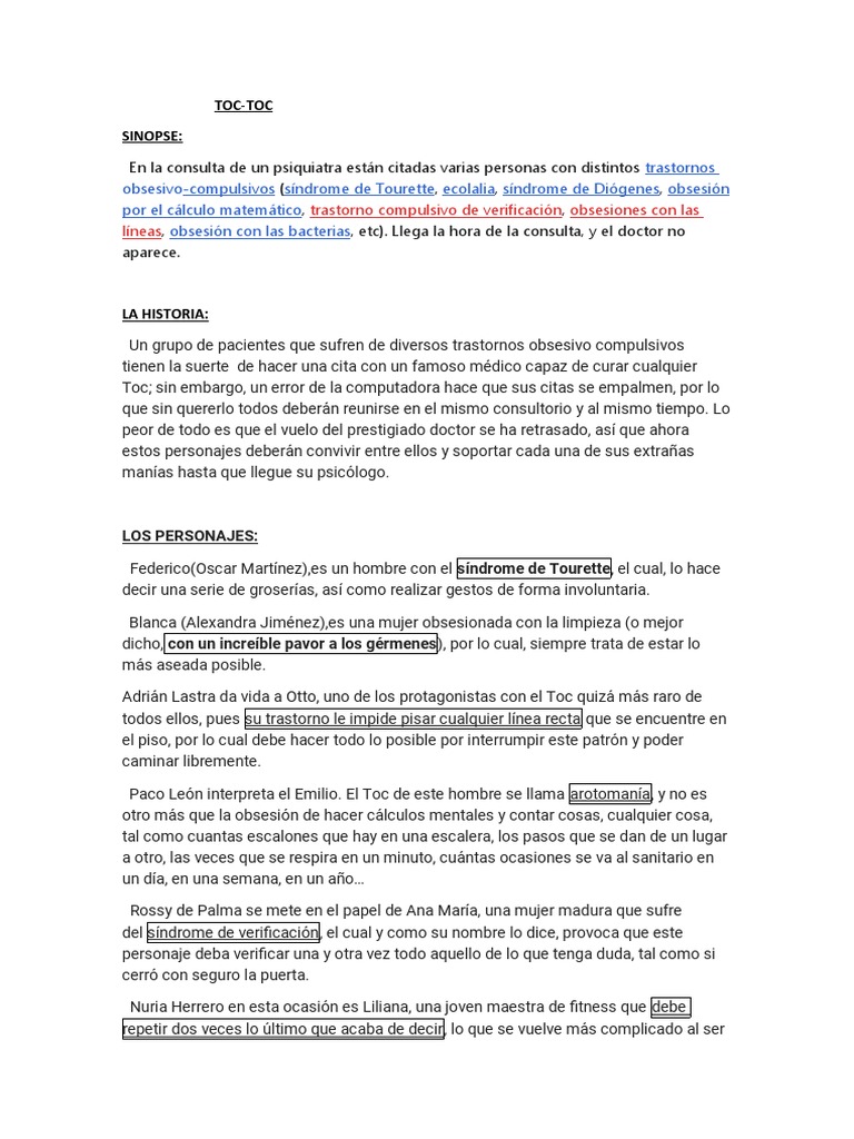 Toc Toc | Descargar gratis PDF | Desorden obsesivo compulsivo ...