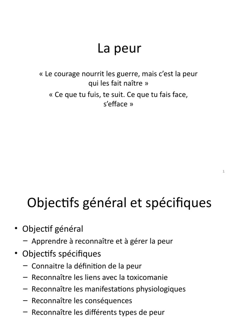 Comprendre et gérer la peur | PDF | Peur | Médecine clinique