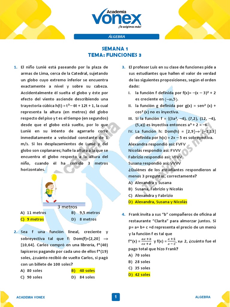 Algebra_S1_Mod6 CLAVES | PDF | Función (Matemáticas) | Álgebra