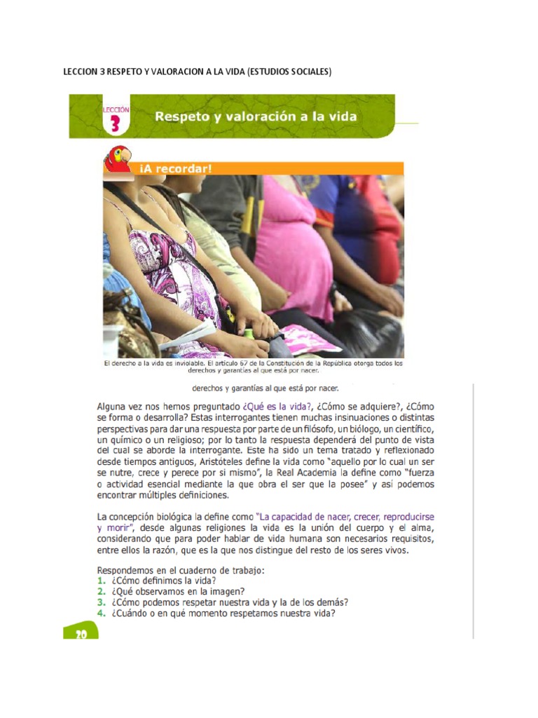 LECCION 3 RESPETO Y VALORACION A LA VIDA | PDF