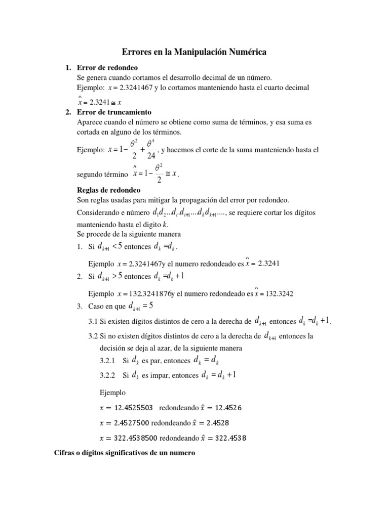 Errores en La Manipulación Numérica | PDF | Exactitud y precisión ...