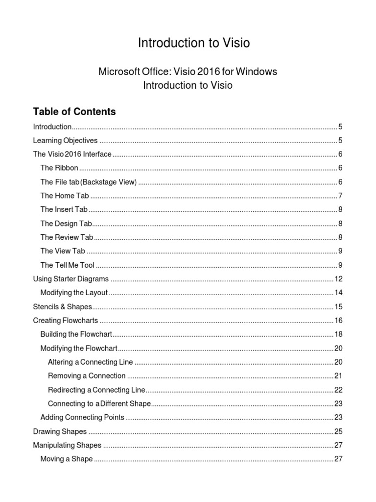 Introduction to Microsoft Visio 2016 | PDF | Menu (Computing) | Page Layout