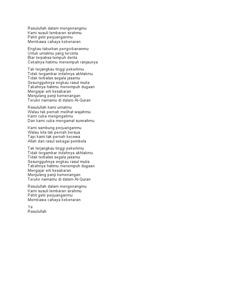 Lirik Nasyid Rasulullah PDF