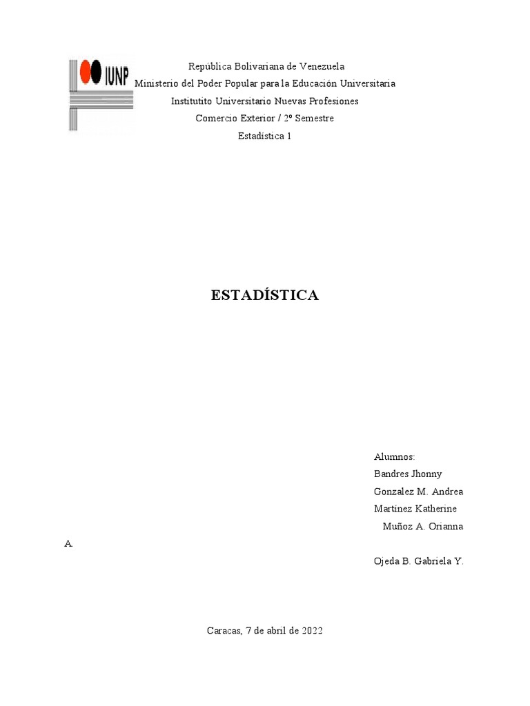 A3 Estadistica 1 Bandres Gonzalez Martinez Muñoz Ojeda Descargar gratis PDF Estadísticas