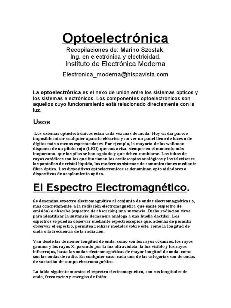 Tema 4 Optoelectrónica PDF Dispositivo de carga acoplada