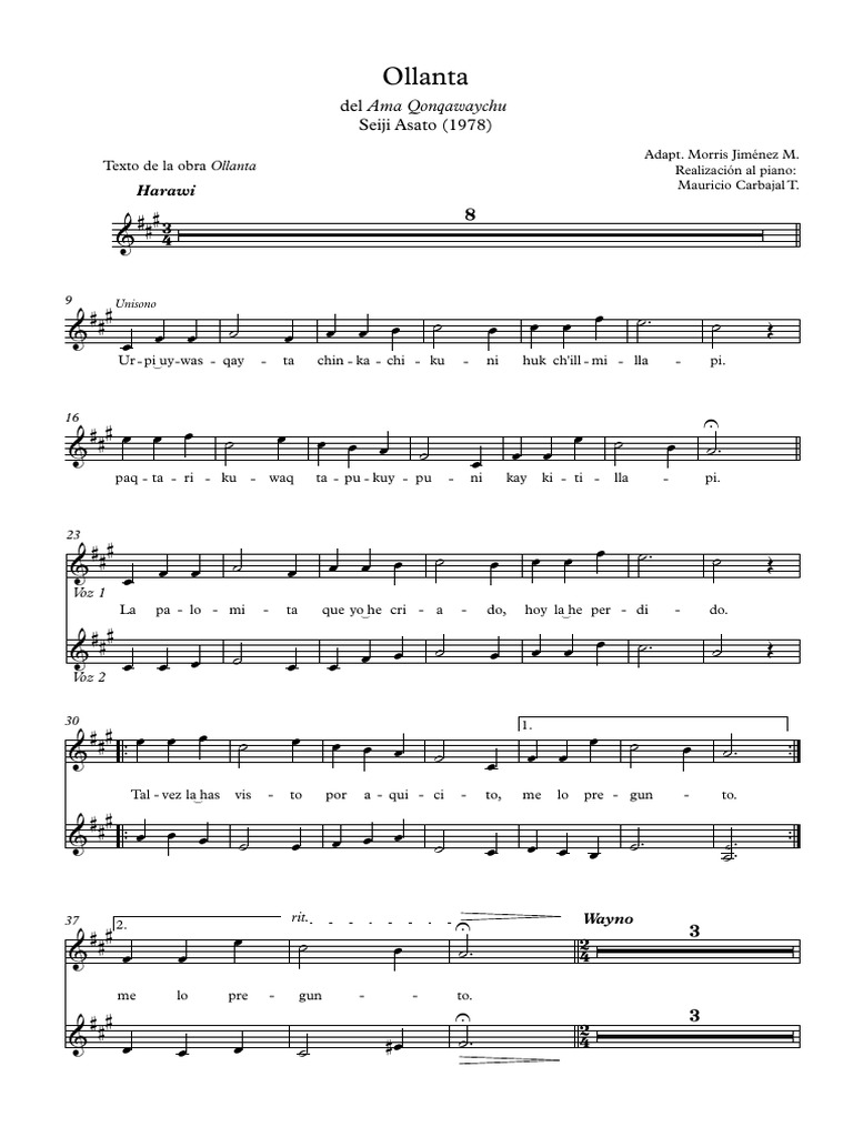 Ollanta 2 Voces - Partitura Completa | PDF