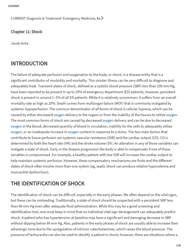 Emergency Medicine: Understanding Shock | PDF | Shock (Circulatory ...